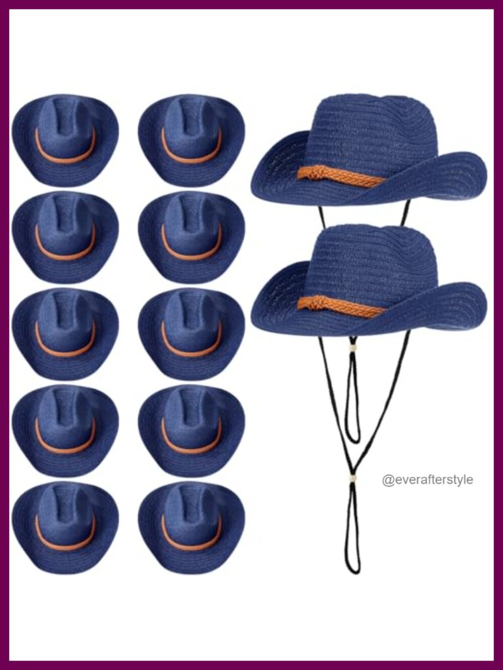 12 Pack Straw Cowboy Hats Unisex Wide Brim Adjustable Sun Hats Party